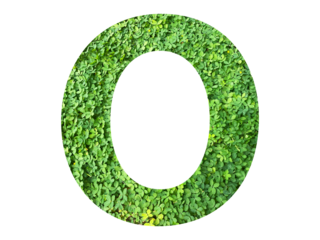 O shape made from green grass isolated on transparent background, suitable for template go green concept, PNG