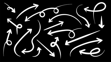 Set of abstract art sketch hand drawn arrow collection. Vector icons collection design vector illustration.