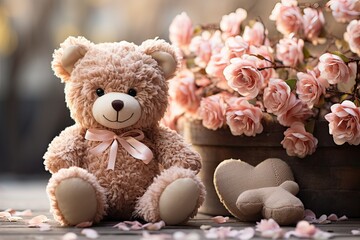 lovely teddy bear valentine minimal concept. 