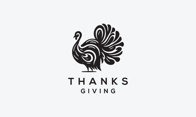 Turkey thanks giving vector logo icon design