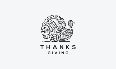 Turkey thanks giving vector logo icon design