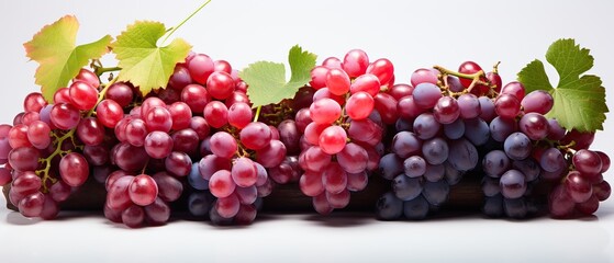 Fototapeta premium Border of fresh grapevine with ripe grapes. 