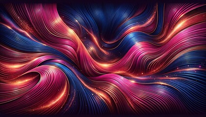 Obraz premium Swirling Waves in Deep Pink and Metallic Gold