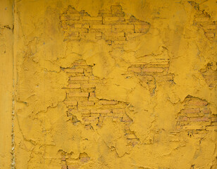 yellow colored Wall Texture Background, Old Brick Wall