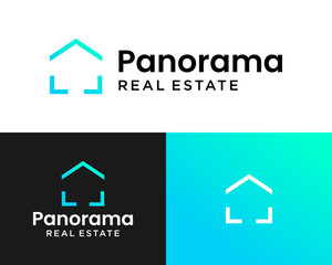 Home camera photography real estate panorama logo design.