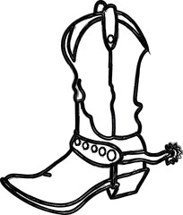Cowboy boots drawing decoration design.