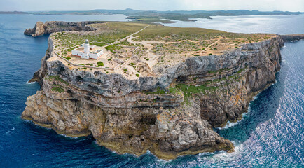 Cavalleria Lighthouse at north coast of Menorca (Balearic Islands) - panoramic view