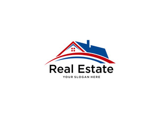house building real estate logo design template