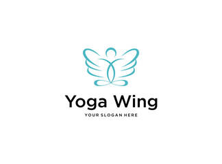 beauty elegant yoga or spa with wing logo design