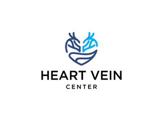 heart vein with line art style logo design