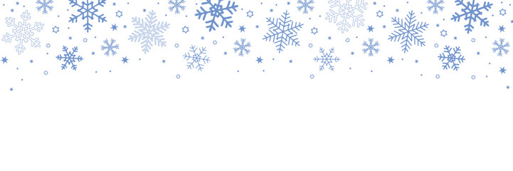 blue banner christmas snowflake border isolated vector illustration - obrazy, fototapety, plakaty
