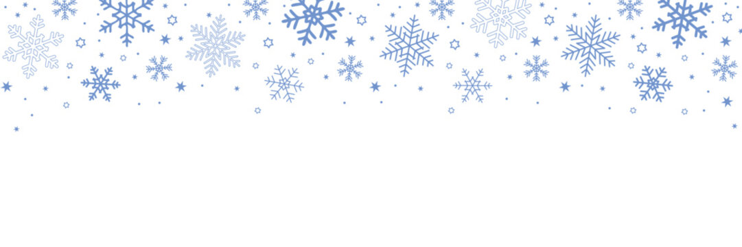 blue banner christmas snowflake border isolated vector illustration