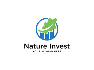 modern nature invest with leaf nature logo design