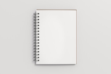 Notebook mockup. Opened blank notebook with craft paper cover. Spiral notepad on white background - obrazy, fototapety, plakaty