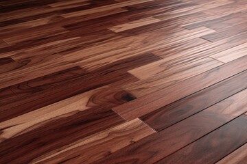 Hardwood flooring with redica rose buri wood. Interior and exterior surfaces showcase 3D rendered textures. Generative AI