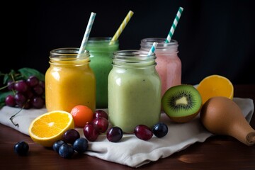 Delicious, healthy smoothie made with fresh, colorful fruits. It's a refreshing treat packed with goodness. Generative AI
