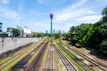 railway track in colombo city, sri lanka
