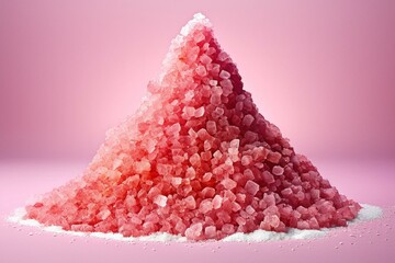 Isolated pile of pink salt. Generative AI