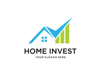 home real estate with business investment logo design