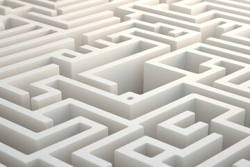 A large white maze photorealistic image. Decision making process.