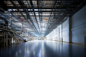 Large factory interior building