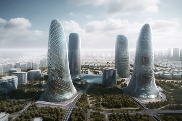 A high-tech metropolis with advanced infrastructure and futuristic architecture. Generative AI