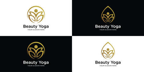 elegant beauty lotus yoga or spa logo design