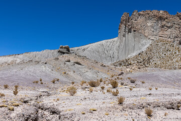 Traveling the famous Ruta40 in the scenic Argentinian highlands - fantastic views while driving through colorful and remarkably shaped mountains and watching wildlife in high altitude in South America