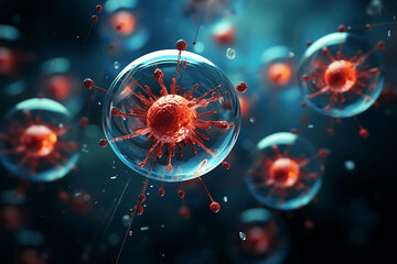 Ilustración de virus, bacterias y células - obrazy, fototapety, plakaty