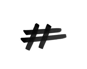 Obraz premium black marker pen scribble hashtag on png transparent background