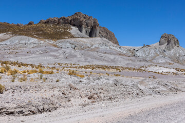 Traveling the famous Ruta40 in the scenic Argentinian highlands - fantastic views while driving through colorful and remarkably shaped mountains and watching wildlife in high altitude in South America