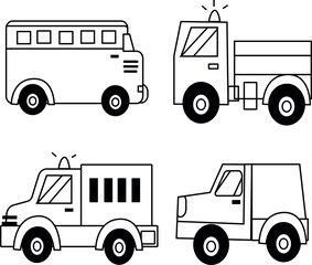 Vehicle Line Editable Icons set. Vector illustration in modern thin line style of transport icons types: helicopter, bus, excolator, plane, tram and ...