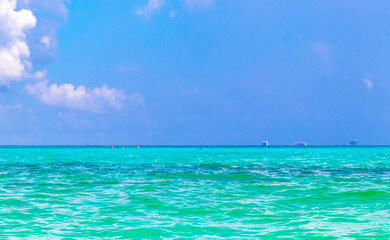 Fototapeta premium Tropical caribbean sea panorama view to Cozumel island cityscape Mexico.