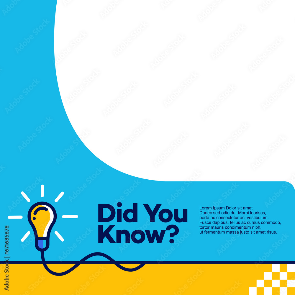 Aufkleber did you know vector template post icon for soicial media background, fun fact blank template fyi vec