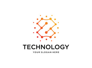 technology with connection bit or dot logo design