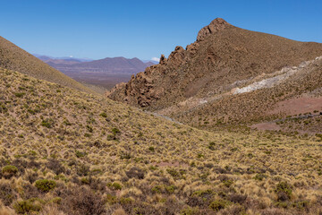 Traveling the famous Ruta40 in the scenic Argentinian highlands - fantastic views while driving through colorful and remarkably shaped mountains and watching wildlife in high altitude in South America