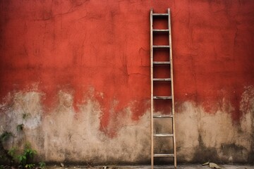 Ladder against wall. Generative AI
