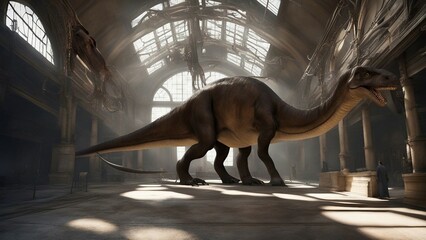 dinosaur in the museum  The dinosaur diplodocus was a mysterious creature that dwelled in the secret world,  