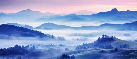 Misty mountains Vibrant landscape Nature concept