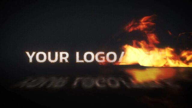 Collapsing Fire Flame Logo and Text reveal Intro