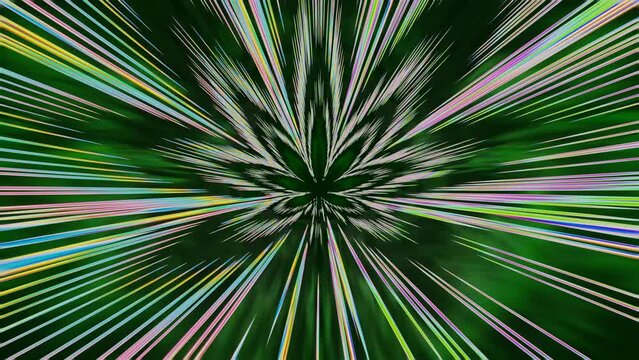 A motion graphic video about light speed moving towards the shape of a cannabis leaf, very trippy.
