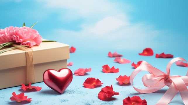 gift box with flowers HD 8K wallpaper Stock Photographic Image 