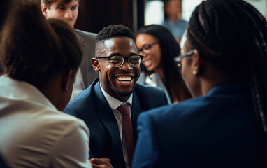 Fototapeta premium Close up a mentor guiding a group of young professionals, imparting knowledge and experience
