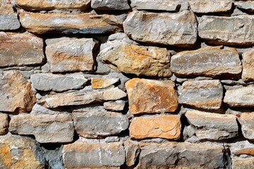 Background, texture of a wall made of natural untreated stone