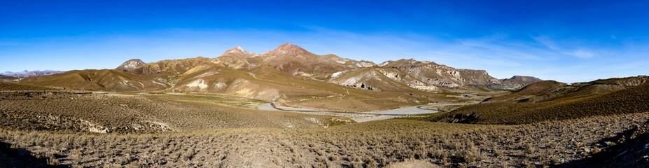 Traveling the famous Ruta40 in the scenic Argentinian highlands - fantastic views while driving through colorful and remarkably shaped mountains and watching wildlife in high altitude in South America