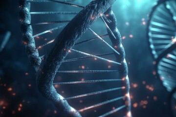3D rendering depicting a DNA helix. Generative AI
