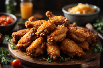 Fototapeta premium Delicious chicken wings Generative Ai