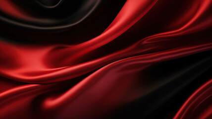 Black red silk satin fabric abstract background. 