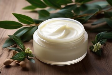 Fototapeta na wymiar Close-up of a jar of natural cream. Concept of natural cream.