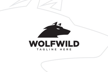 wild wolf head silhouette modern logo design for sport and corporate business
